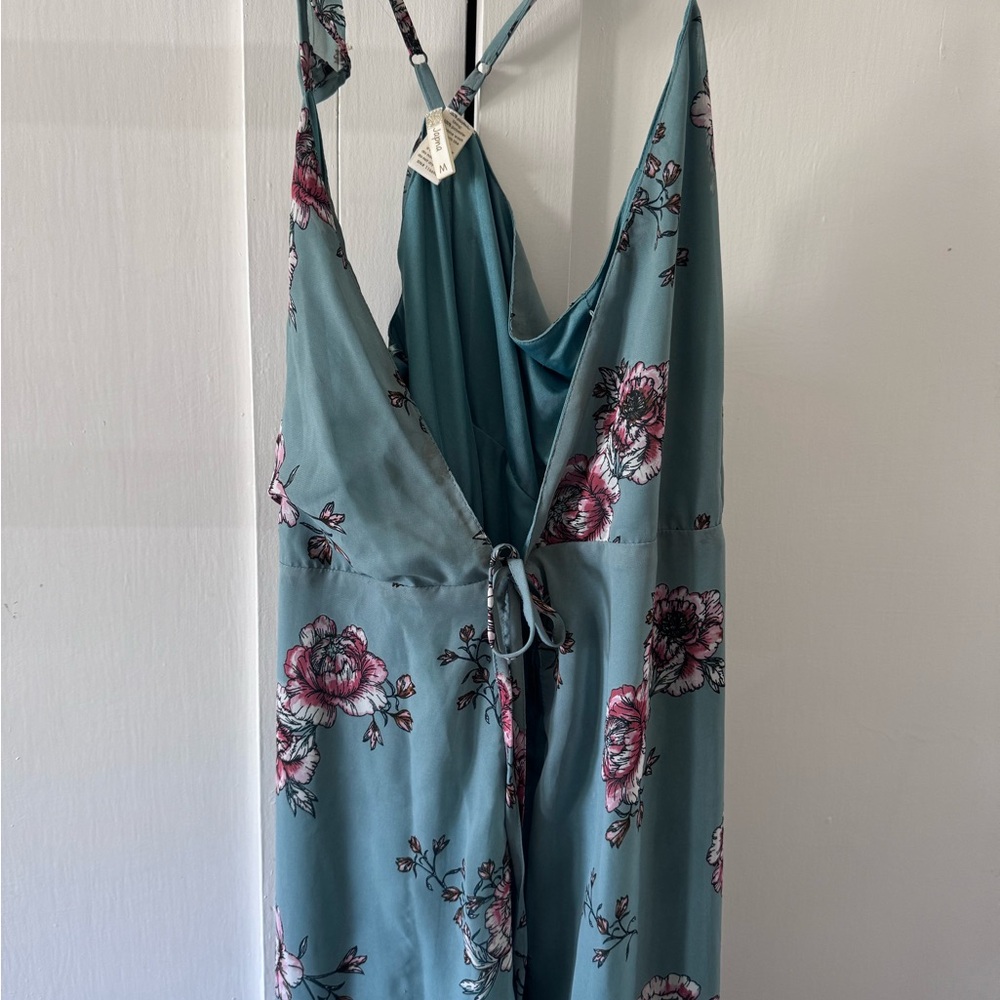 Japna Teal Floral Strap Dress